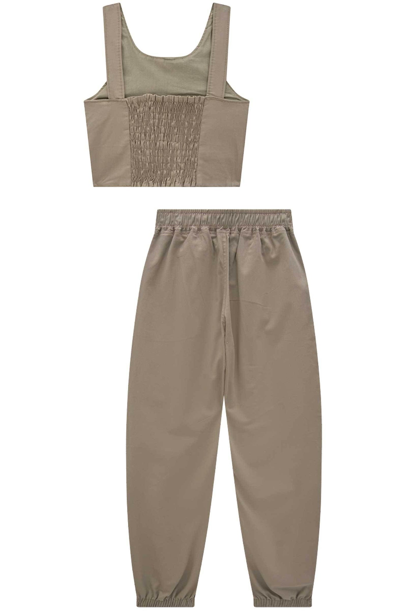 Conjunto de Blusa Cropped e Calça Jogger em Sarja com Elastano 84871 Vic&Vicky Teen Menina