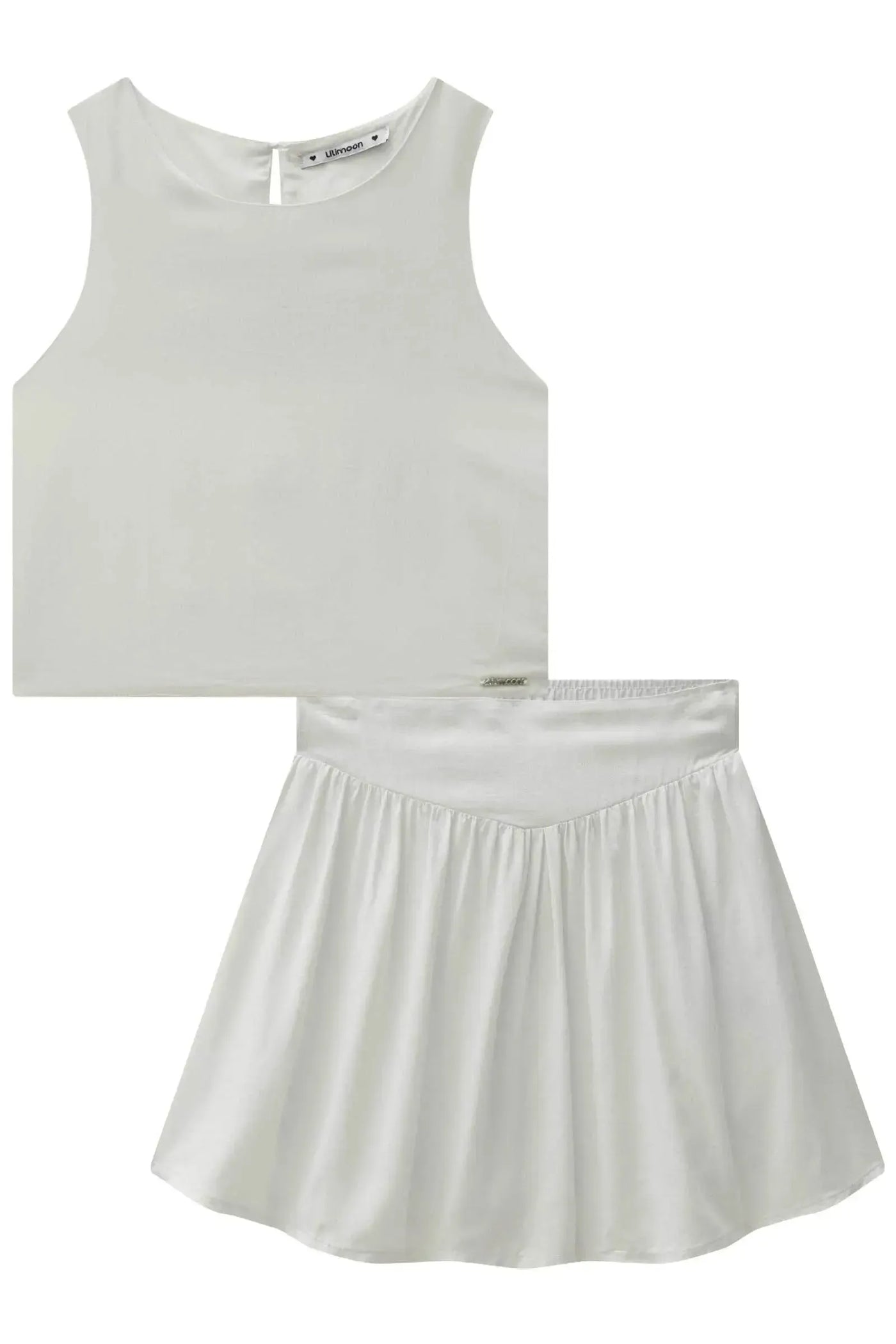 Conjunto de Blusa Cropped e Saia em Viscose Light Shine 87489 Lilimoon Teen Menina