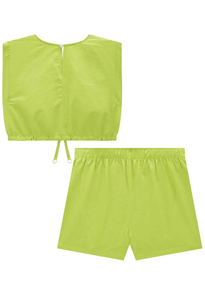 Conjunto de Blusa Cropped e Short Saia em Alfaiataria Amore 87499 Lilimoon Teen Menina
