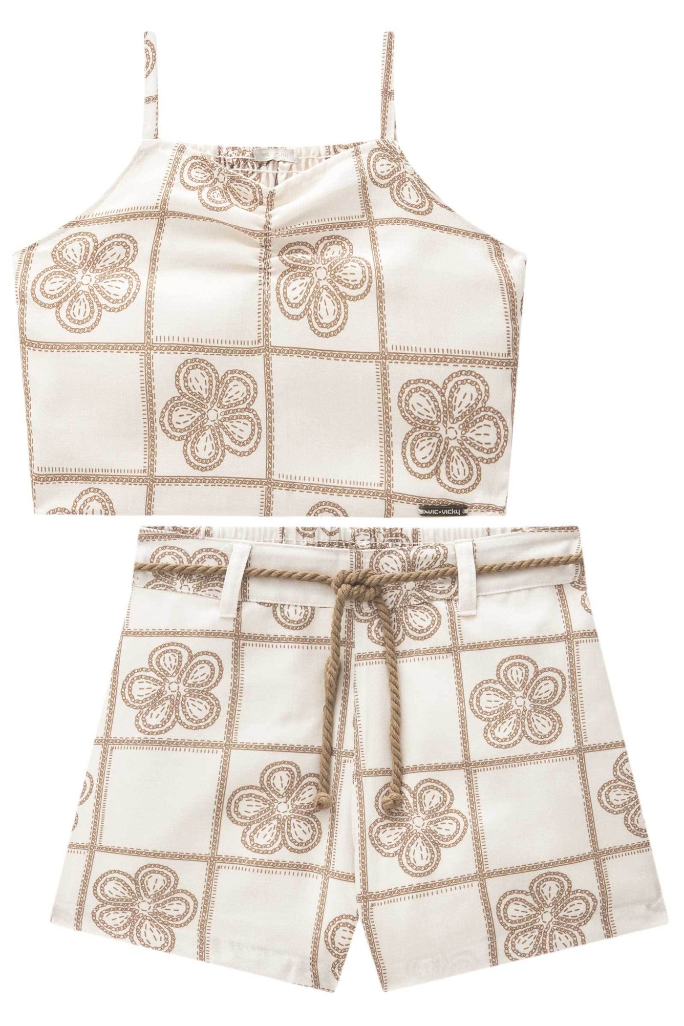 Conjunto de Blusa Cropped e Shorts em Montmatre 83699 Vic&Vicky Teen Menina