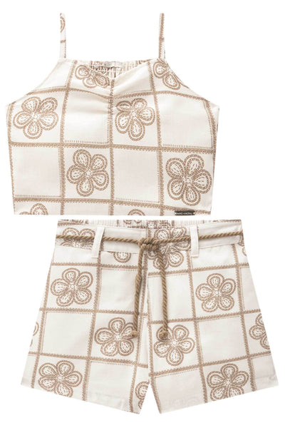 Conjunto de Blusa Cropped e Shorts em Montmatre 83699 Vic&Vicky Teen Menina