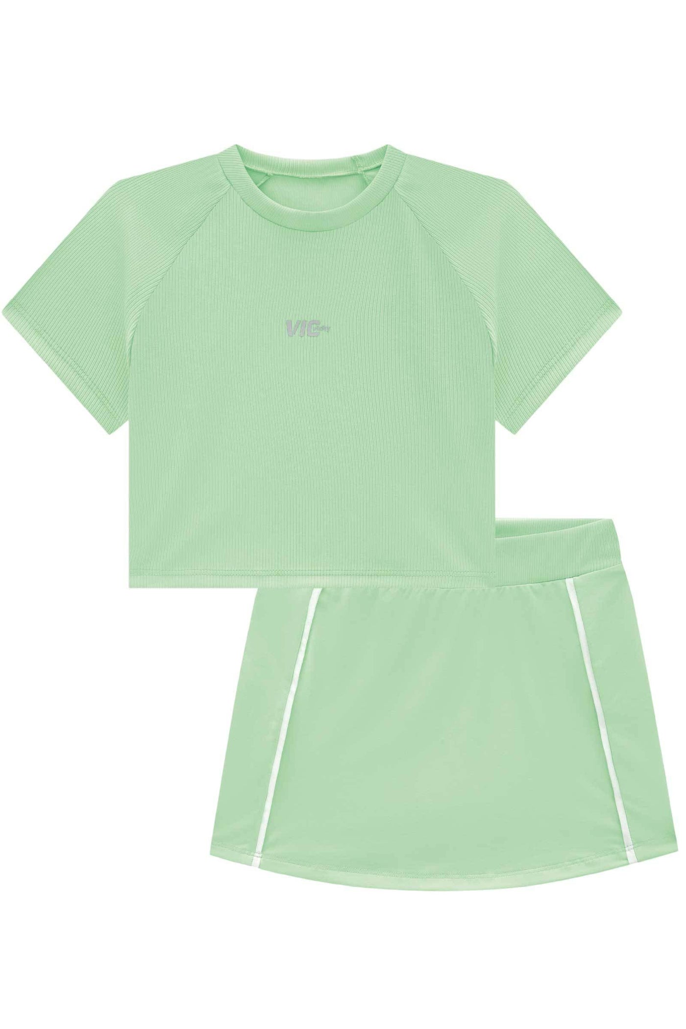 Conjunto de Blusa Cropped em Ribana Fancy e Short Saia em Malha UV 50+ 84652 Vic&Vicky Teen Menina