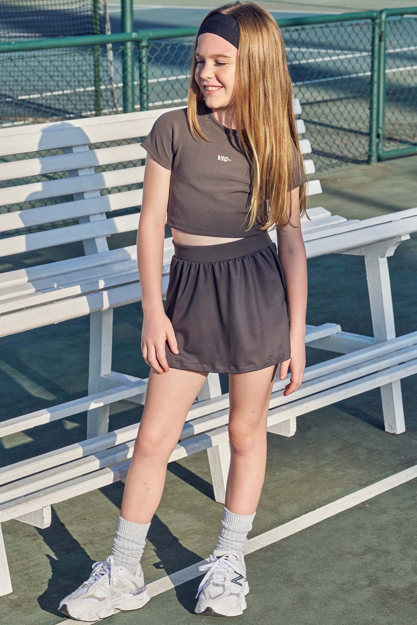 Conjunto de Blusa Cropped em Ribana Fancy e Short Saia em Malha UV 50+ 84652 Vic&Vicky Teen Menina