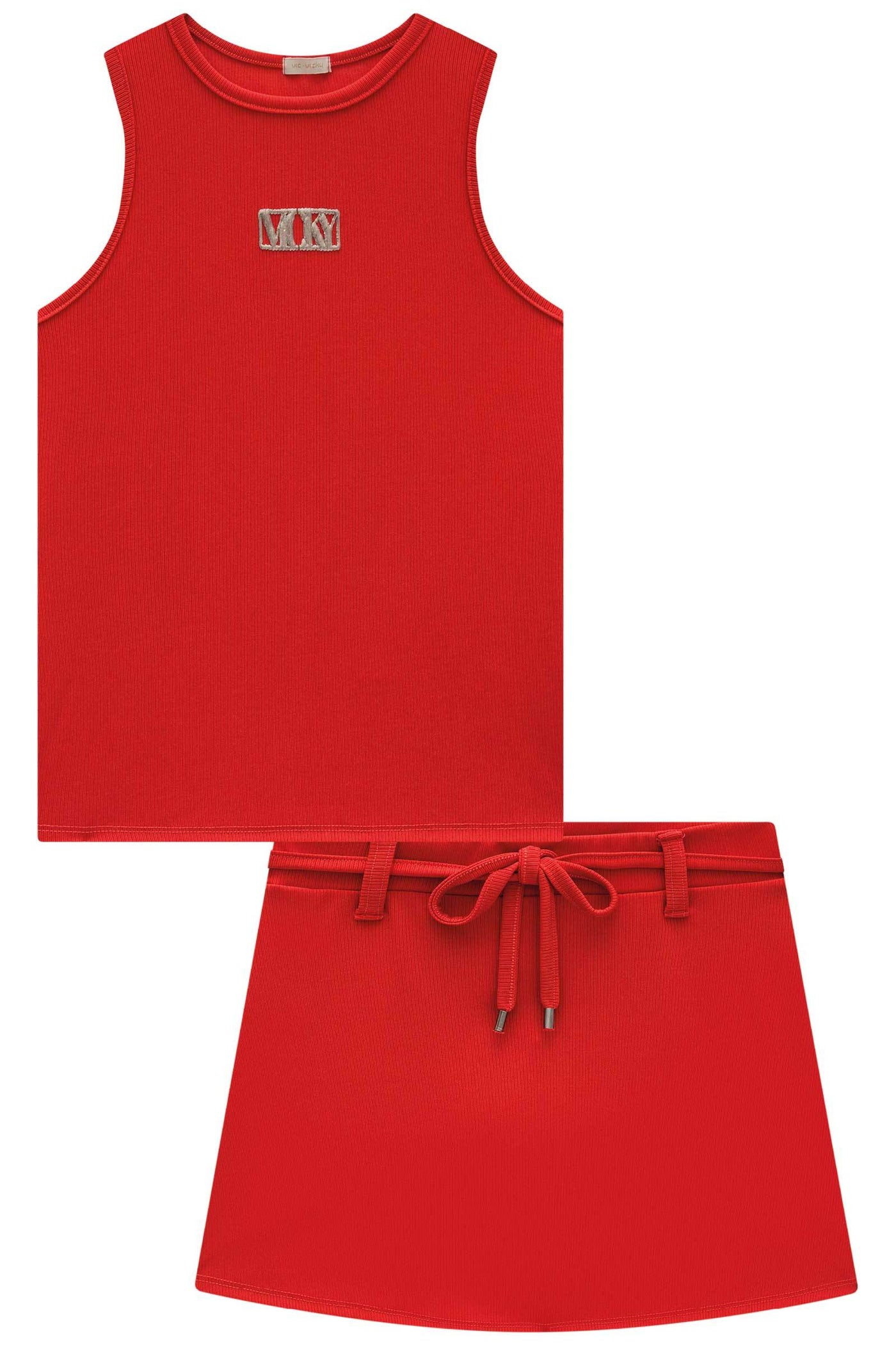 Conjunto de Blusa e Saia em Ribana Fancy com Shorts Embutido 85262 Vic&Vicky Teen Menina