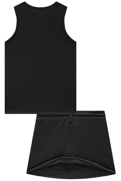 Conjunto de Blusa e Saia em Ribana Fancy com Shorts Embutido 85262 Vic&Vicky Teen Menina