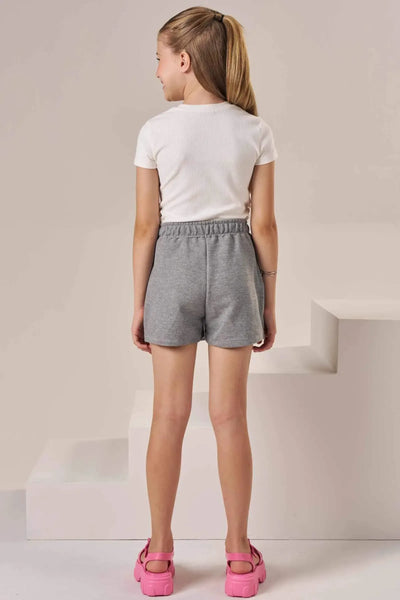 Conjunto de Blusa em Canelado Liz e Short Saia em Moletom sem Pelúcia 87210 Lilimoon Teen Menina
