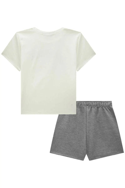 Conjunto de Blusa em Canelado Liz e Short Saia em Moletom sem Pelúcia 87210 Lilimoon Teen Menina