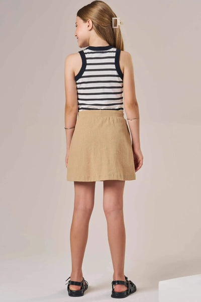 Conjunto de Blusa em Malha Little Waffle e Saia em Canelado Liz com Shorts Embutido 87016 Lilimoon Teen Menina