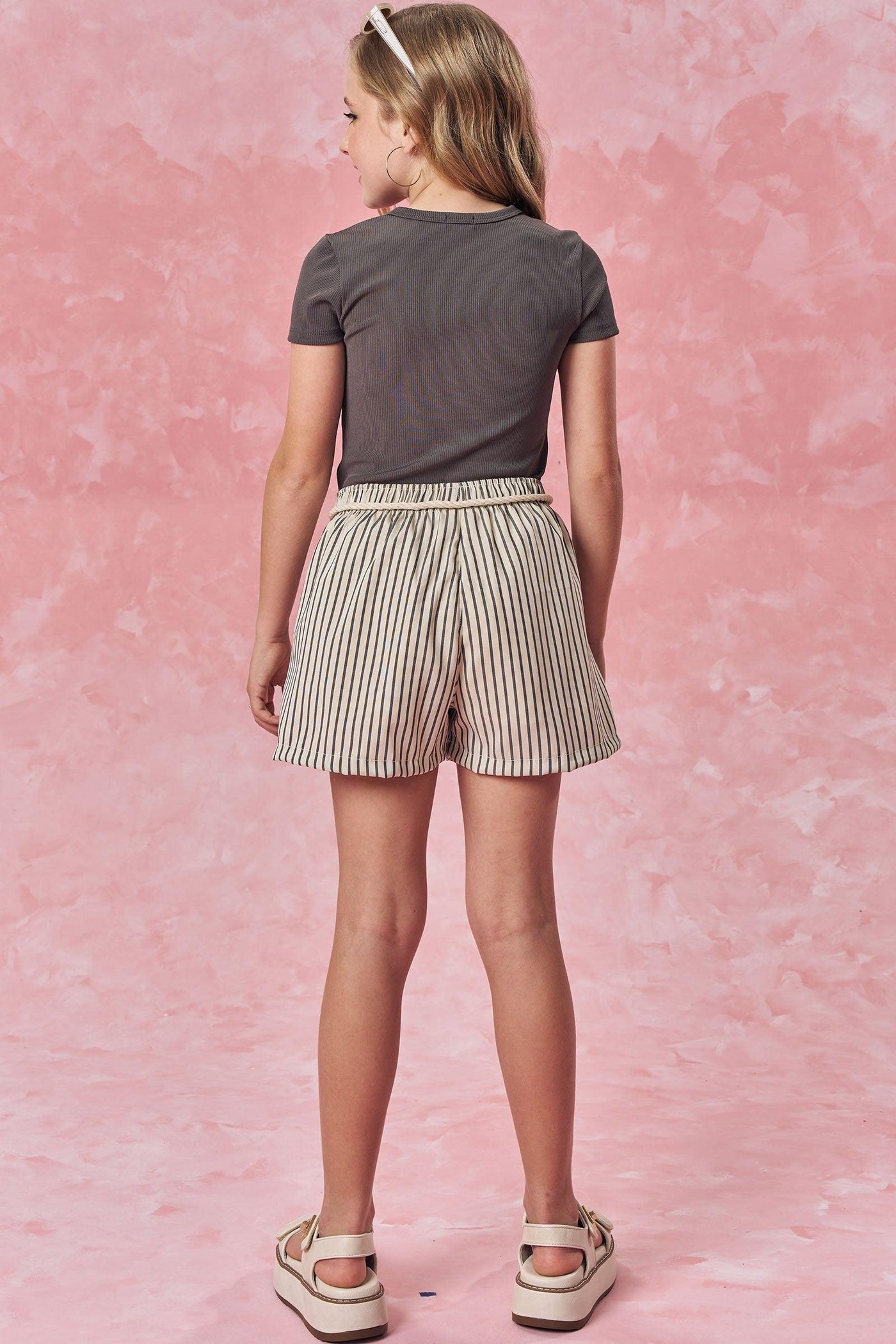 Conjunto de Blusa em Ribana 1x1 e Shorts em Techno Stretch 83704 Vic&Vicky Teen Menina