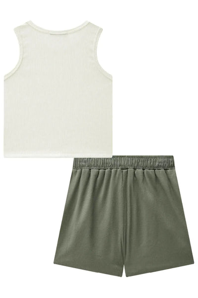 Conjunto de Blusa em Soft Line e Short Saia em Visco Linho Stretch 86593 Lilimoon Teen Menina