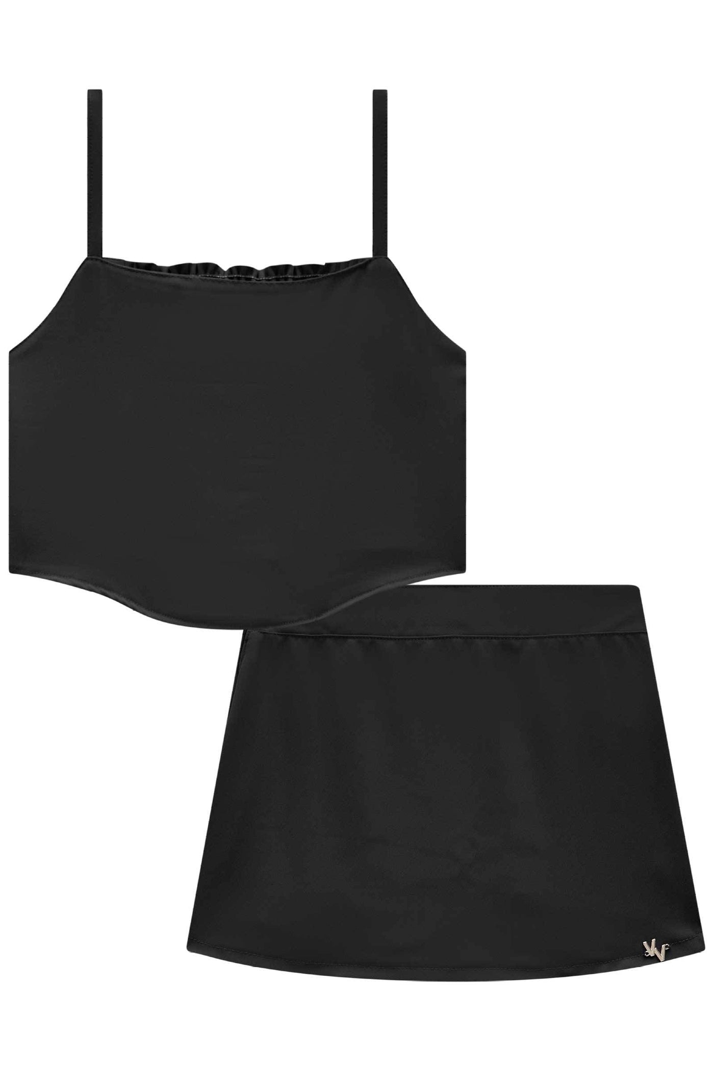 Conjunto de Blusa Top Cropped e Short Saia em Alfaiataria Twill 83284 Vic&Vicky Teen Menina