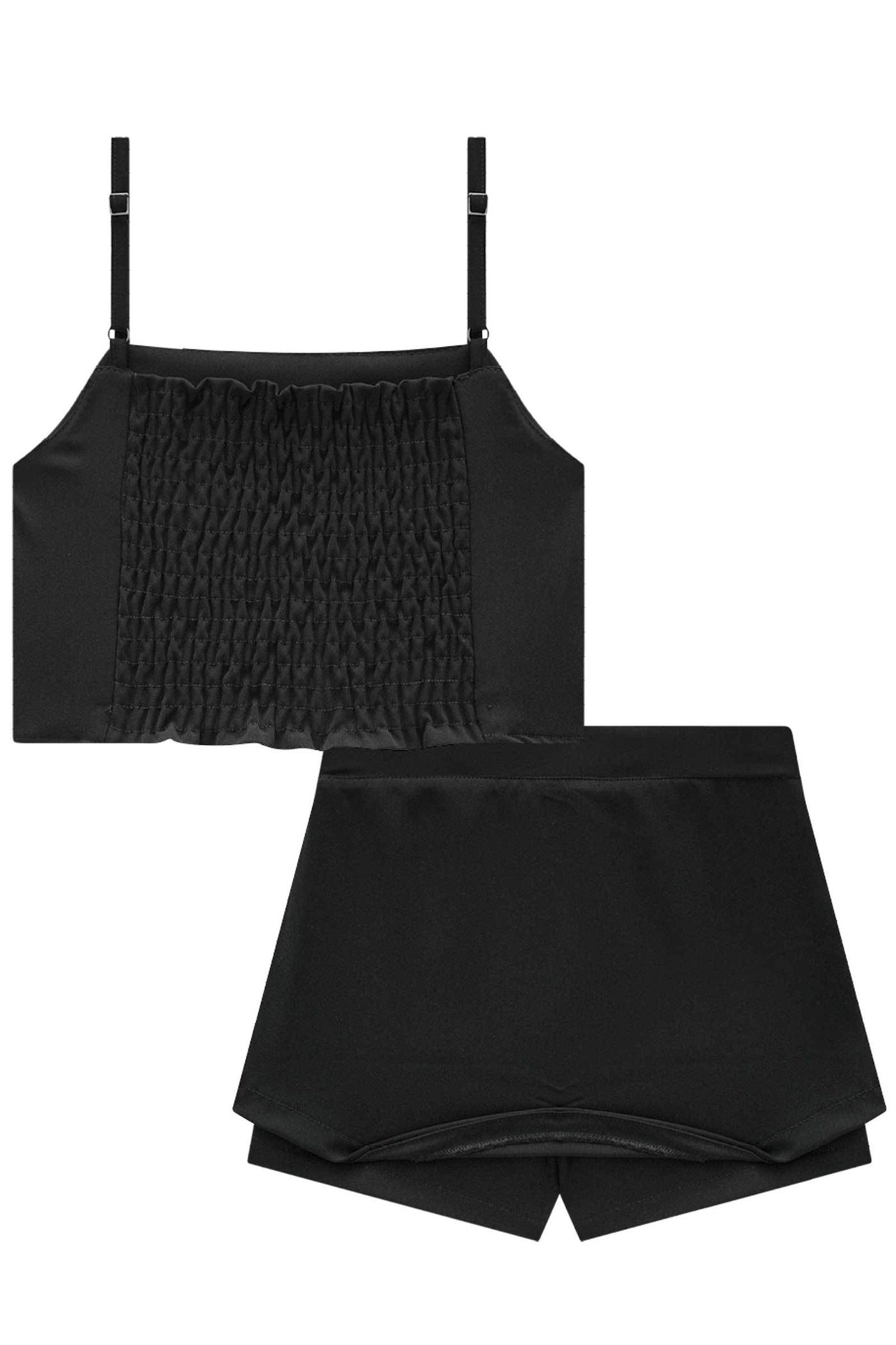 Conjunto de Blusa Top Cropped e Short Saia em Alfaiataria Twill 83284 Vic&Vicky Teen Menina