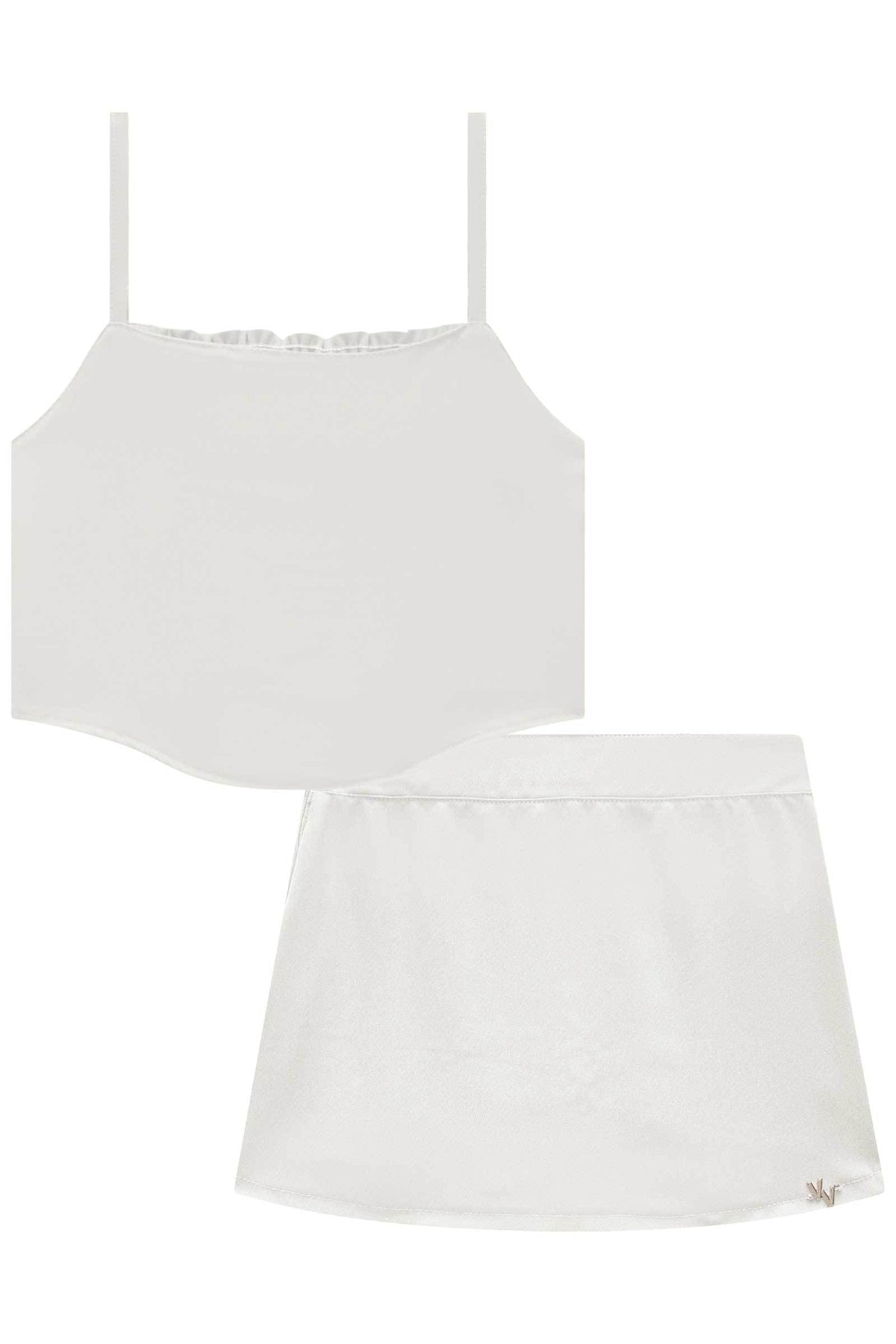 Conjunto de Blusa Top Cropped e Short Saia em Alfaiataria Twill 83284 Vic&Vicky Teen Menina