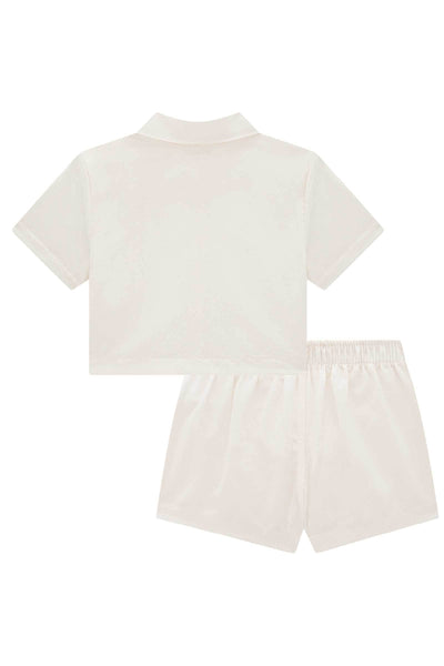Conjunto de Camisa Boxy e Short Saia em Linho Gold 83707 Vic&Vicky Teen Menina