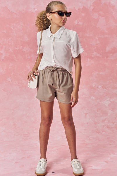 Conjunto de Camisa Boxy em Viscose Nice e Shorts em Sarja com Elastano 85183 Vic&Vicky Teen Menina