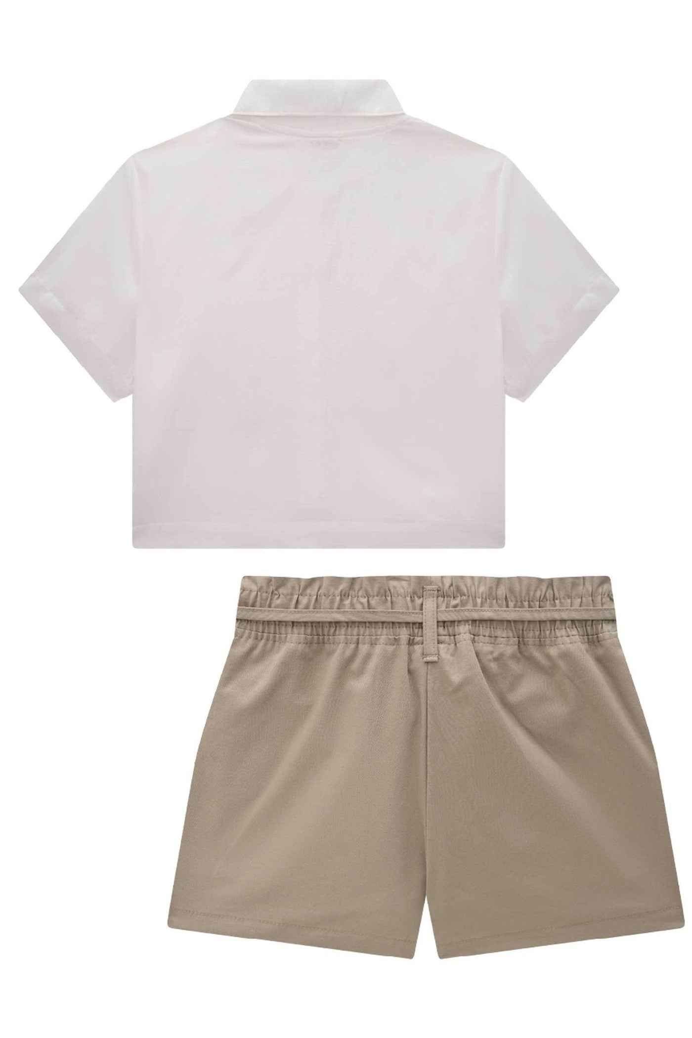 Conjunto de Camisa Boxy em Viscose Nice e Shorts em Sarja com Elastano 85183 Vic&Vicky Teen Menina