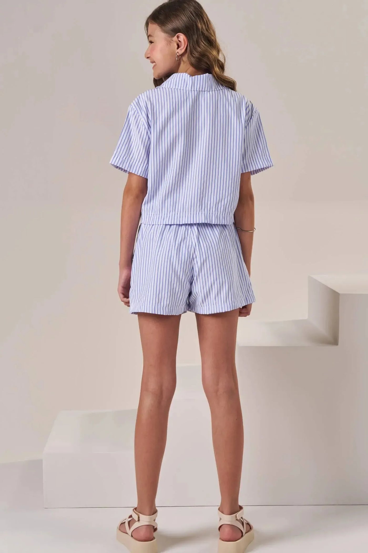 Conjunto de Camisa Boxy Over e Shorts em Alfaiataria Verano 87482 Lilimoon Teen Menina