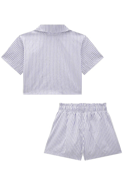 Conjunto de Camisa Boxy Over e Shorts em Alfaiataria Verano 87482 Lilimoon Teen Menina