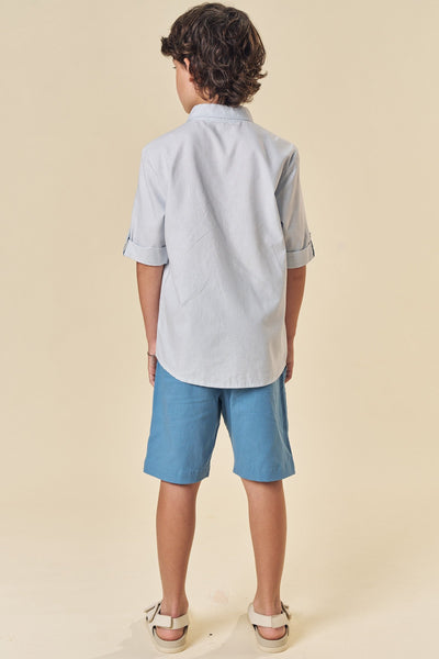 Conjunto de Camisa em Linho Deluxe e Bermuda em Linho Santorine com Elastano 84108 Johnny Fox Teen Menino