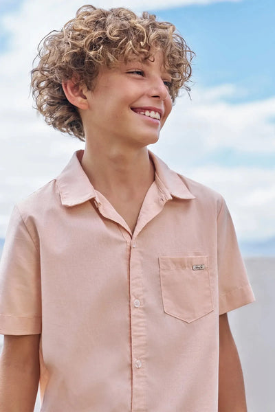 Conjunto de Camisa em Linho Deluxe e Bermuda em Sarja Girassol com Elastano 87719 Johnny Fox Teen Menino