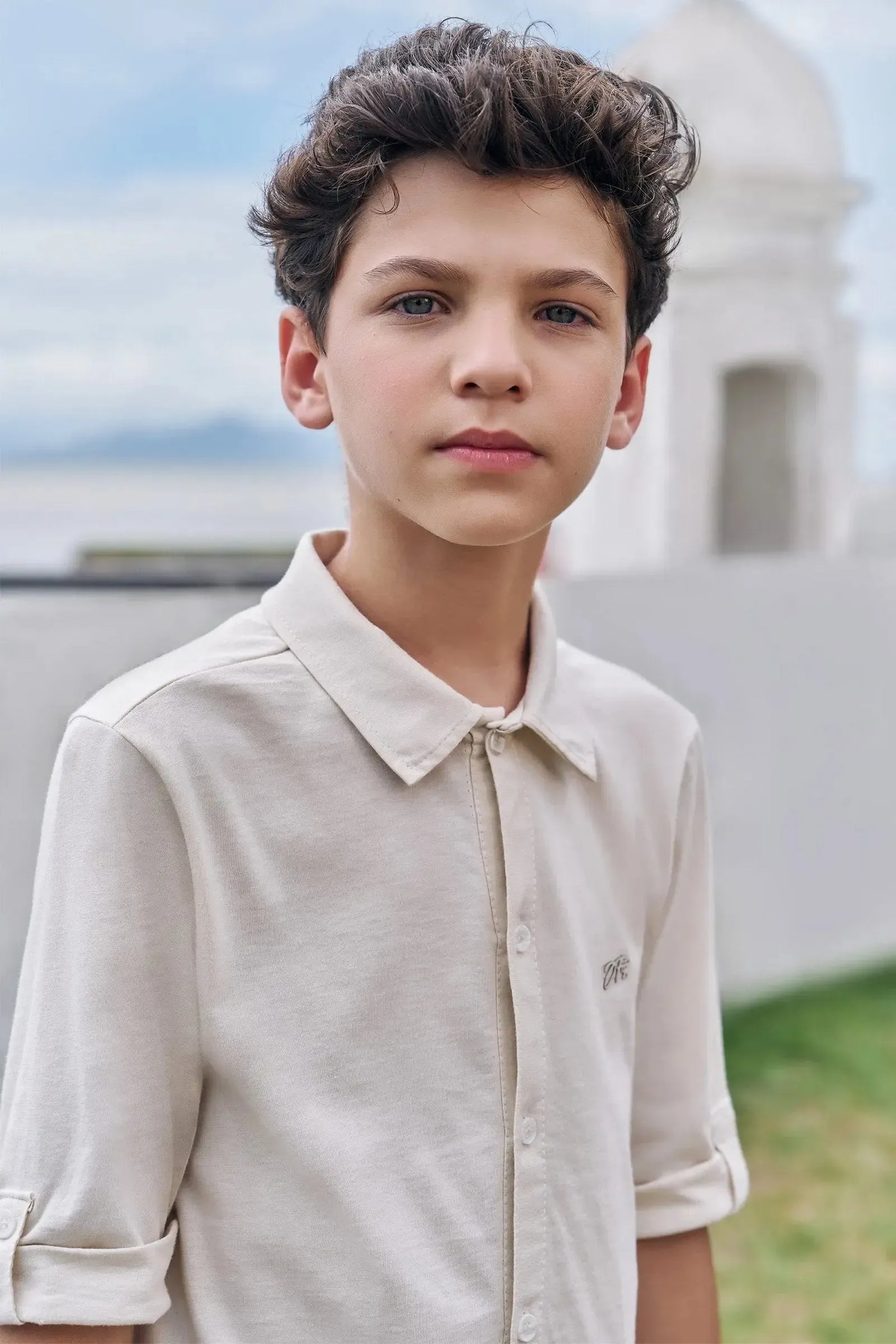 Conjunto de Camisa em Meia Malha e Bermuda em Linho Santorine com Elastano 87069 Johnny Fox Teen Menino