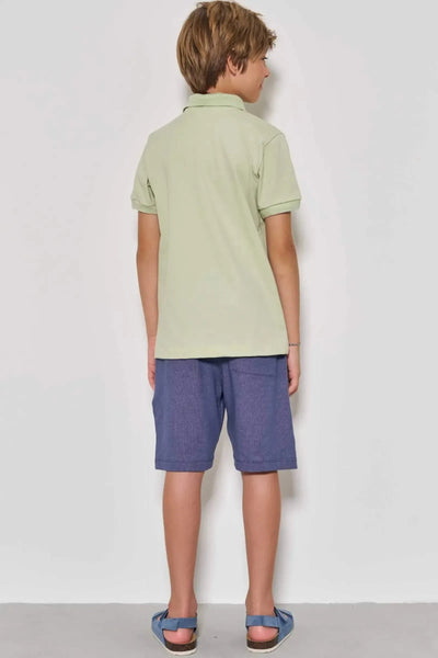 Conjunto de Camisa Polo em Piquet com Elastano e Bermuda em Malha Denim com Elastano 89041 Johnny Fox Teen Menino