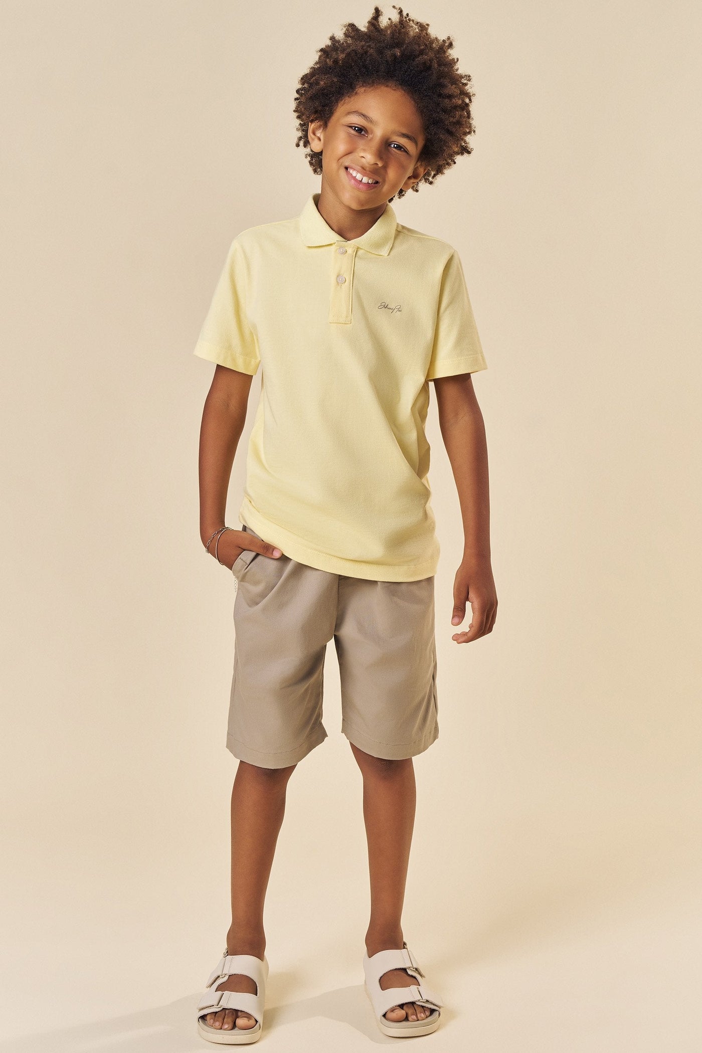 Conjunto de Camisa Polo em Piquet com Elastano e Bermuda em Sarja Caribe com Elastano 84078 Johnny Fox Teen Menino