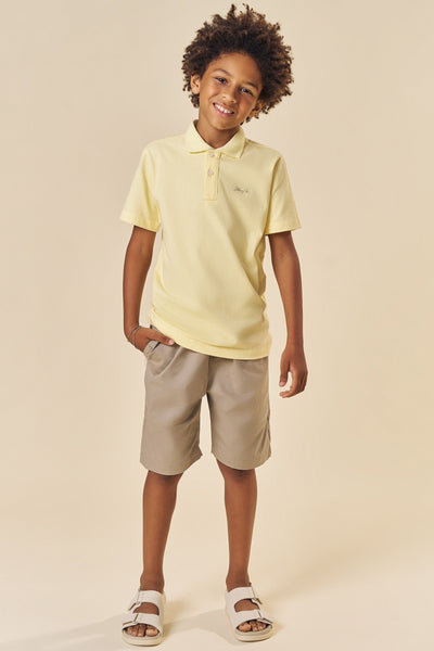 Conjunto de Camisa Polo em Piquet com Elastano e Bermuda em Sarja Caribe com Elastano 84078 Johnny Fox Teen Menino