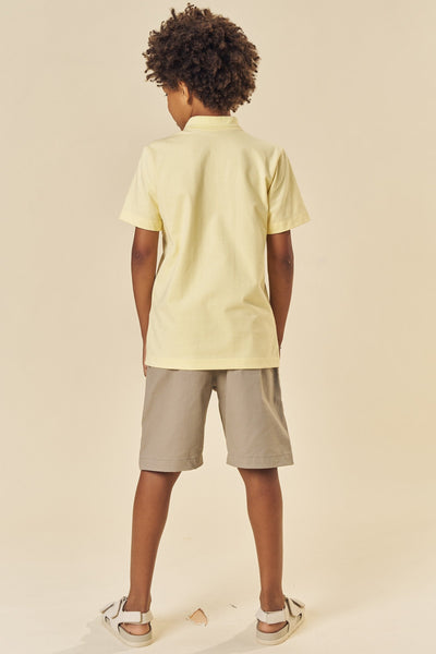 Conjunto de Camisa Polo em Piquet com Elastano e Bermuda em Sarja Caribe com Elastano 84078 Johnny Fox Teen Menino