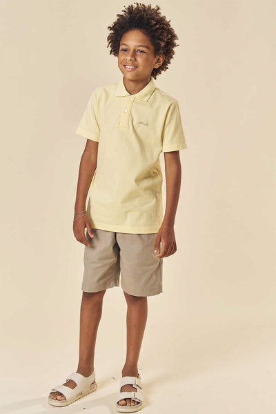 Conjunto de Camisa Polo em Piquet com Elastano e Bermuda em Sarja Caribe com Elastano 84078 Johnny Fox Teen Menino