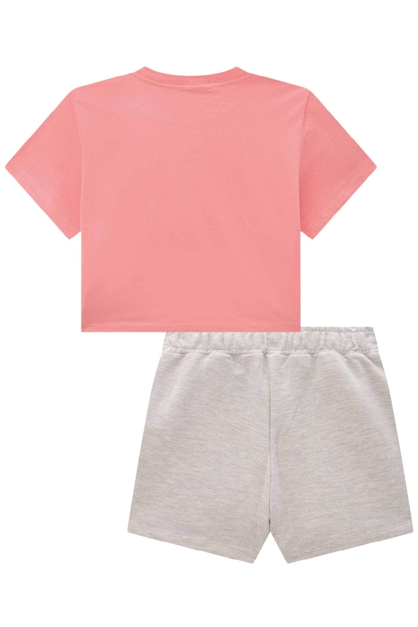 Conjunto de Camiseta Boxy em Meia Malha e Short Saia em Moletom 85302 Vic&Vicky Teen Menina