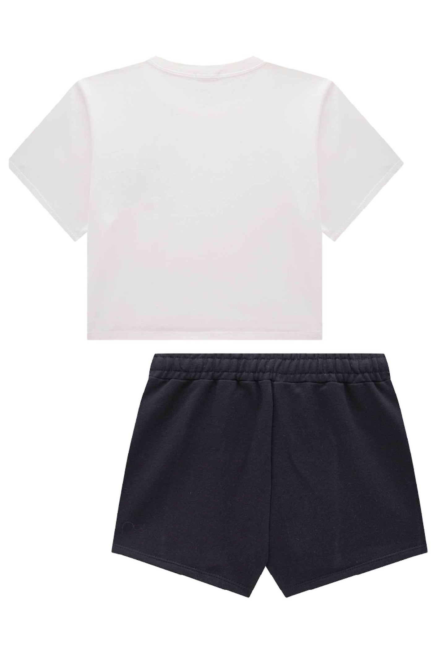 Conjunto de Camiseta Boxy Over em Meia Malha e Short Saia em Moletom 85172 Vic&Vicky Teen Menina