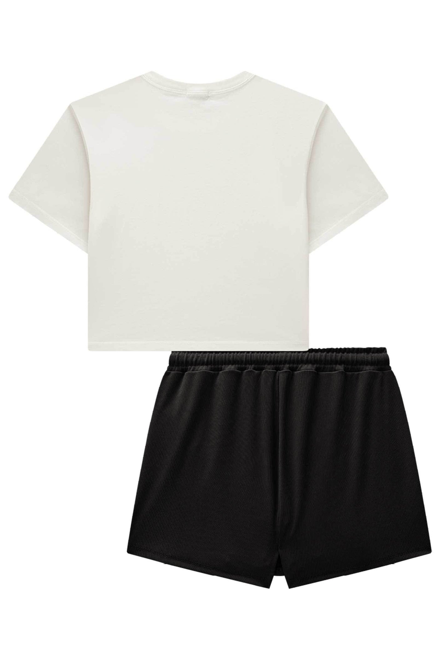 Conjunto de Camiseta Boxy Over em Meia Malha e Short Saia em Ribana Fancy 84968 Vic&Vicky Teen Menina