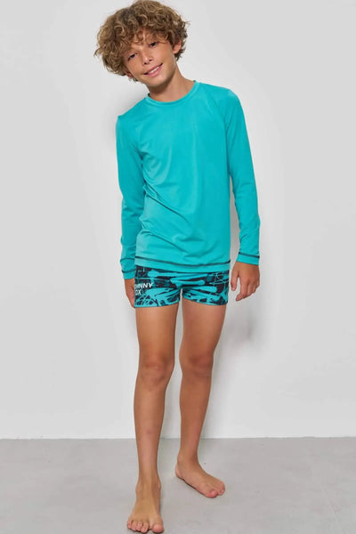 Conjunto de Camiseta e Sunga em Malha Uv Dry com Proteção UV50+ 88612 Johnny Fox Teen Menino