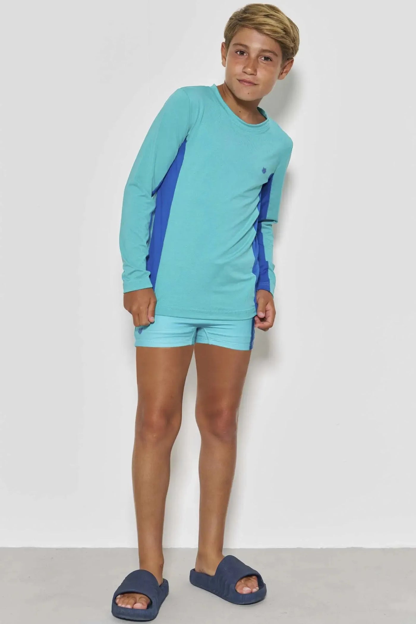 Conjunto de Camiseta e Sunga em Malha Uv Dry com Proteção Uv50+ 88617 Johnny Fox Teen Menino