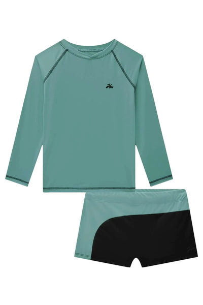 Conjunto de Camiseta e Sunga em Malha Uv Dry com Proteção UV50+ (estampa Aqua) 88303 Johnny Fox Teen Menino