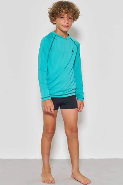 Conjunto de Camiseta e Sunga em Malha Uv Dry com Proteção UV50+ (estampa Aqua) 88303 Johnny Fox Teen Menino