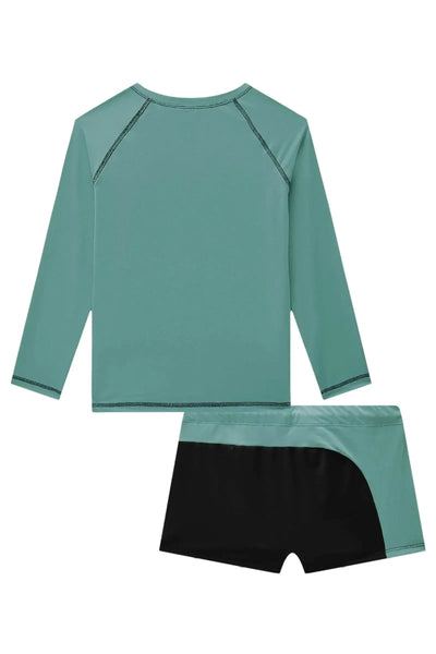 Conjunto de Camiseta e Sunga em Malha Uv Dry com Proteção UV50+ (estampa Aqua) 88303 Johnny Fox Teen Menino