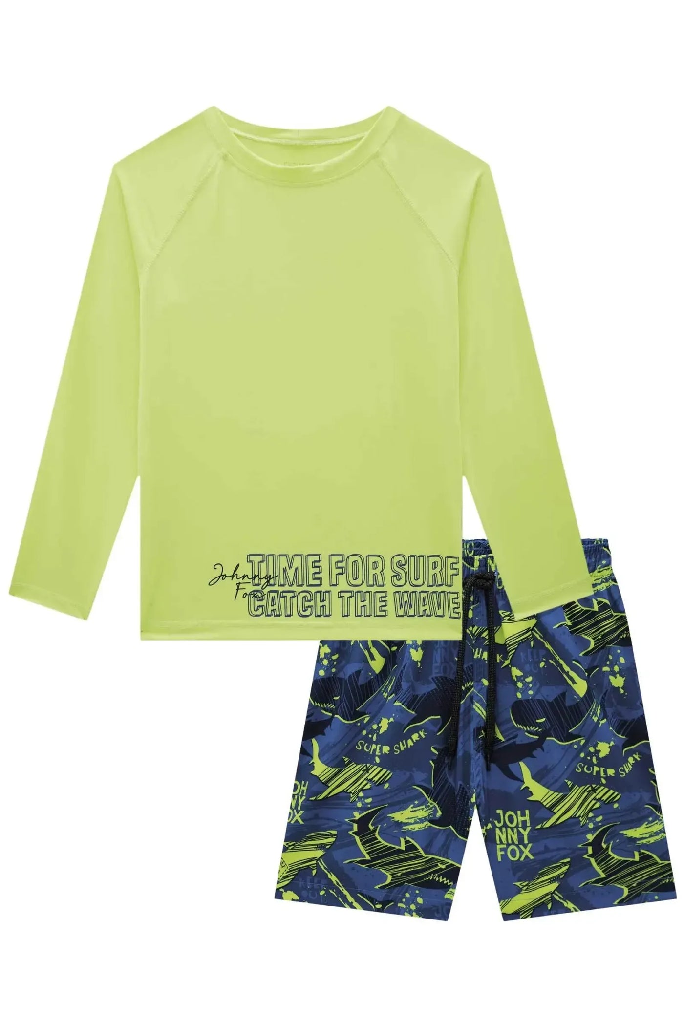 Conjunto de Camiseta em Malha Uv Dry com Proteção UV50+ e Bermuda em Nylon com Elastano 88268 Johnny Fox Teen Menino