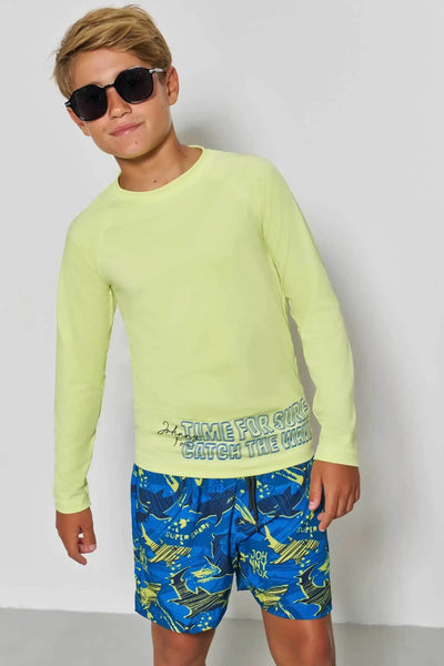 Conjunto de Camiseta em Malha Uv Dry com Proteção UV50+ e Bermuda em Nylon com Elastano 88268 Johnny Fox Teen Menino