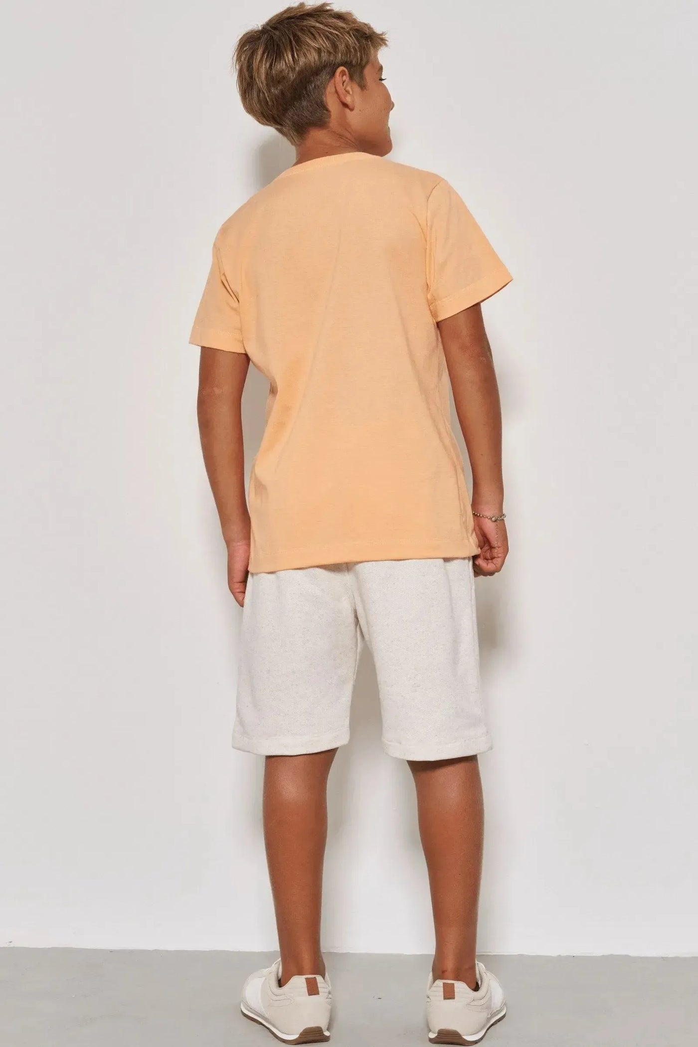 Conjunto de Camiseta em Meia Malha e Bermuda em Moletom sem Pelúcia 87696 Johnny Fox Teen Menino