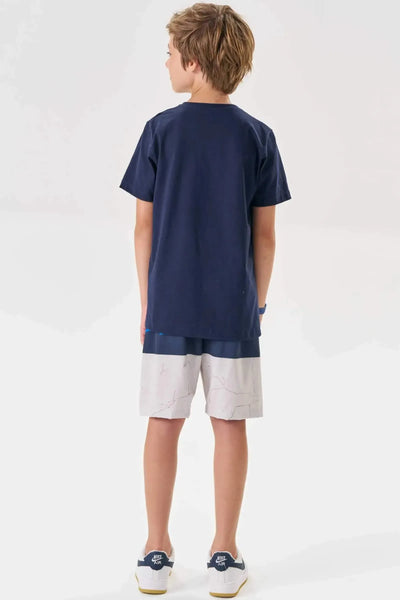 Conjunto de Camiseta em Meia Malha e Bermuda em Nylon Ergonomic com Elastano 88635 Johnny Fox Teen Menino