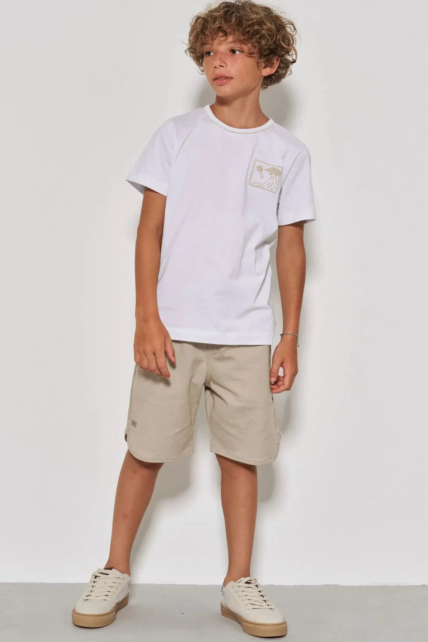 Conjunto de Camiseta em Meia Malha e Bermuda em Sarja Girassol com Elastano 87721 Johnny Fox Teen Menino