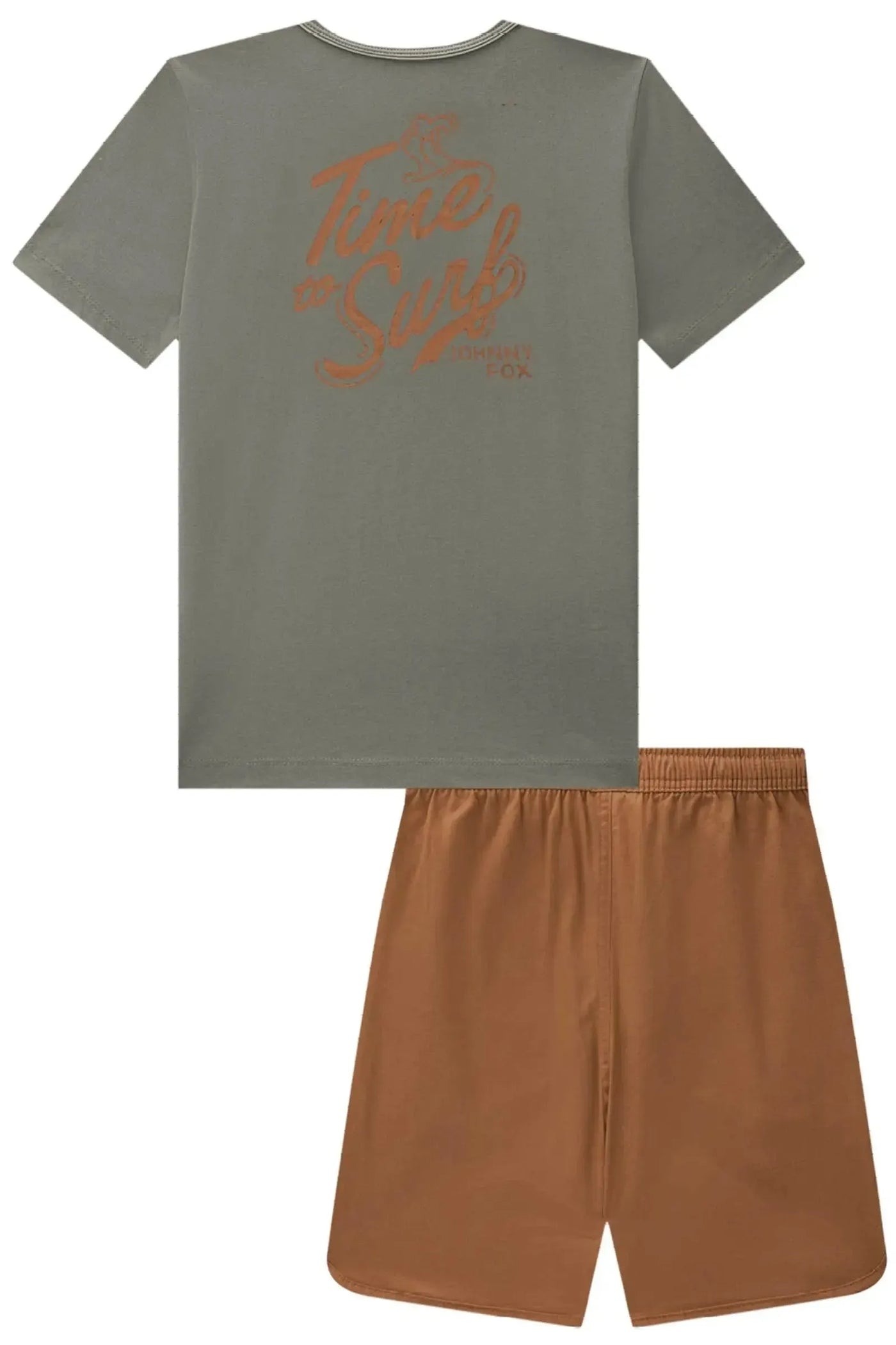 Conjunto de Camiseta em Meia Malha e Bermuda em Sarja Girassol com Elastano 87721 Johnny Fox Teen Menino
