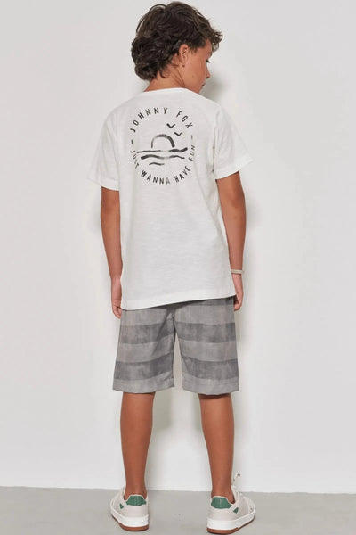Conjunto de Camiseta em Meia Malha Flamê e Bermuda em Alfaiataria Katherine com Elastano 88275 Johnny Fox Teen Menino