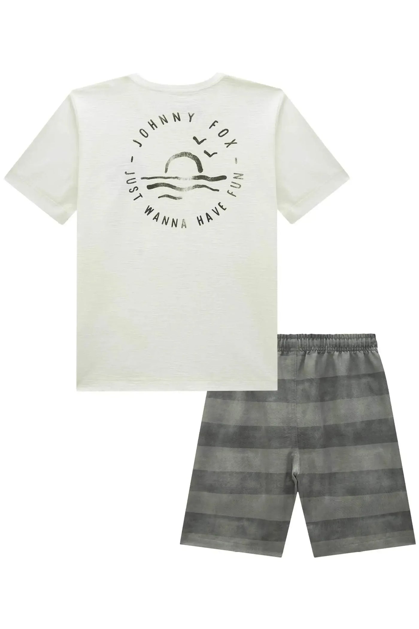 Conjunto de Camiseta em Meia Malha Flamê e Bermuda em Alfaiataria Katherine com Elastano 88275 Johnny Fox Teen Menino