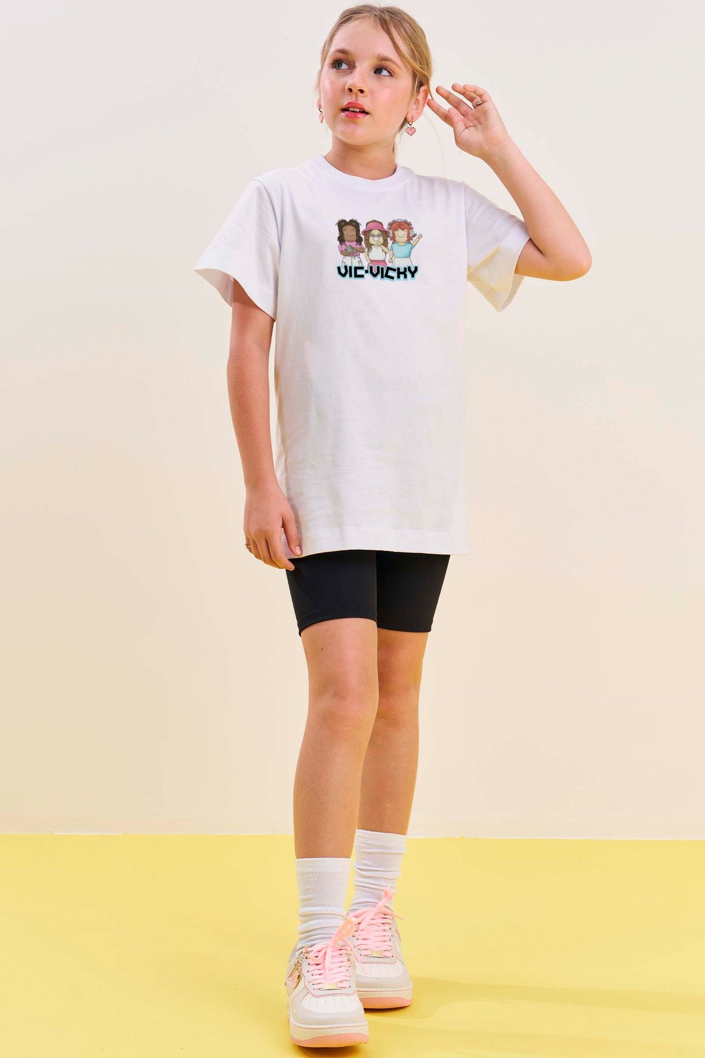 Conjunto de Camiseta Over em Meia Malha e Biker em Ribana Fancy 85297 Vic&Vicky Teen Menina