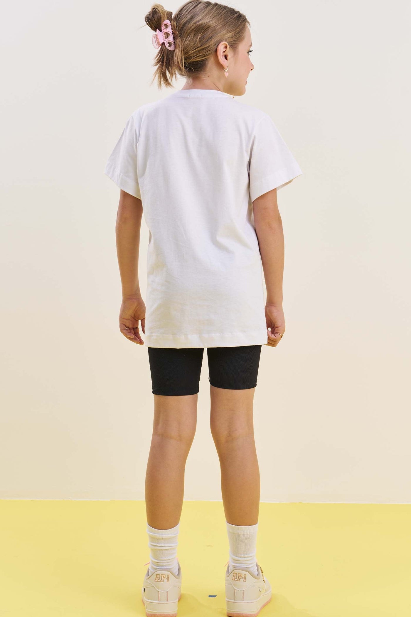 Conjunto de Camiseta Over em Meia Malha e Biker em Ribana Fancy 85297 Vic&Vicky Teen Menina