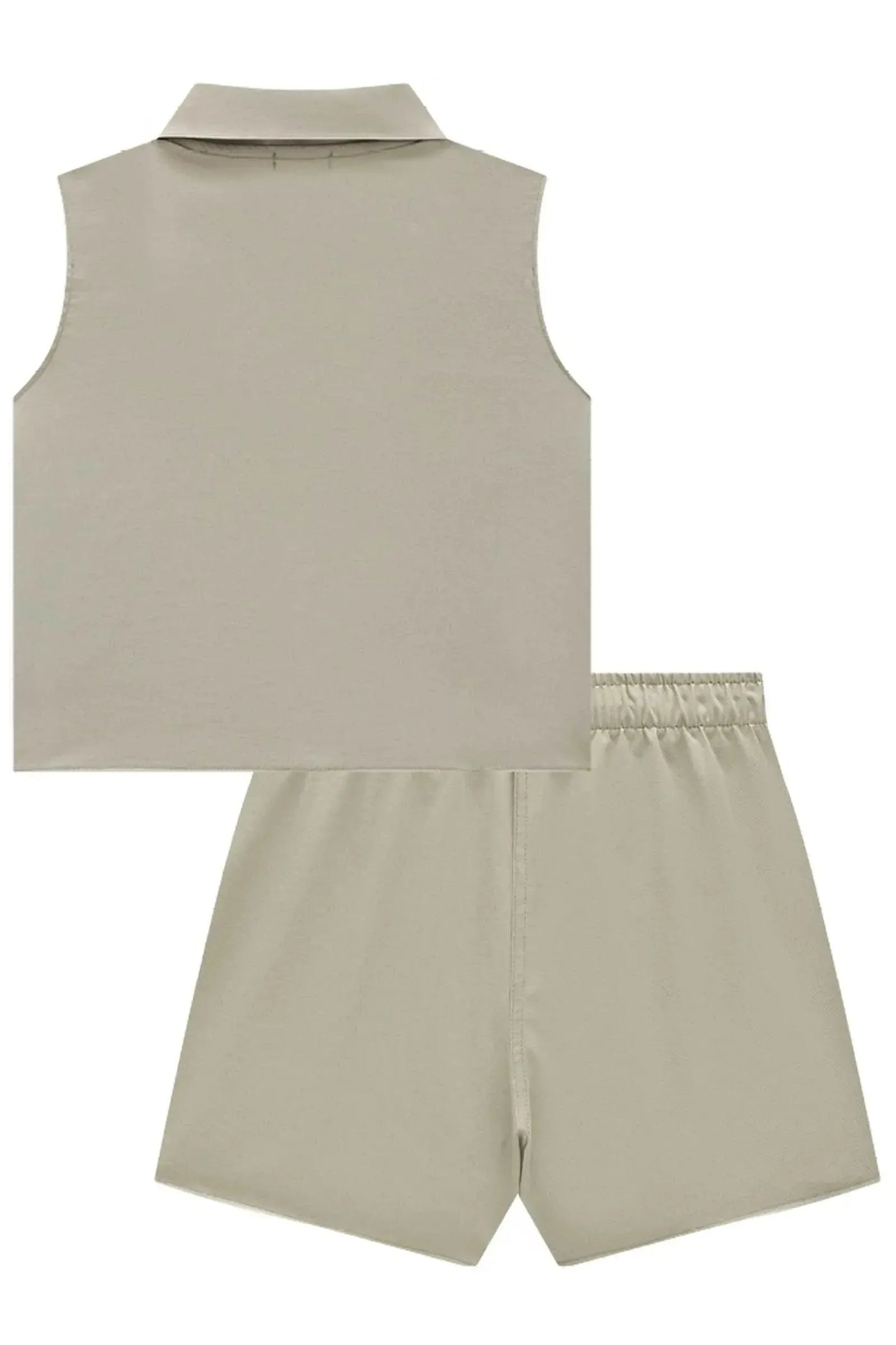 Conjunto de Colete Cropped e Short Saia em Alfaiataria Tecno Cargo 87279 Vic&Vicky Teen Menina