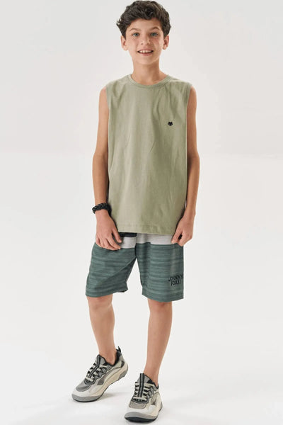 Conjunto de Regata em Meia Malha e Bermuda em Nylon Ergonomic com Elastano 88281 Johnny Fox Teen Menino